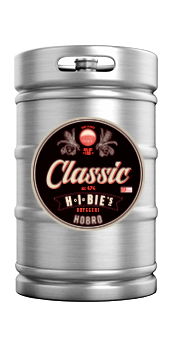 a silver can with a black label
