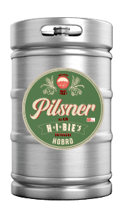a silver can with a green label